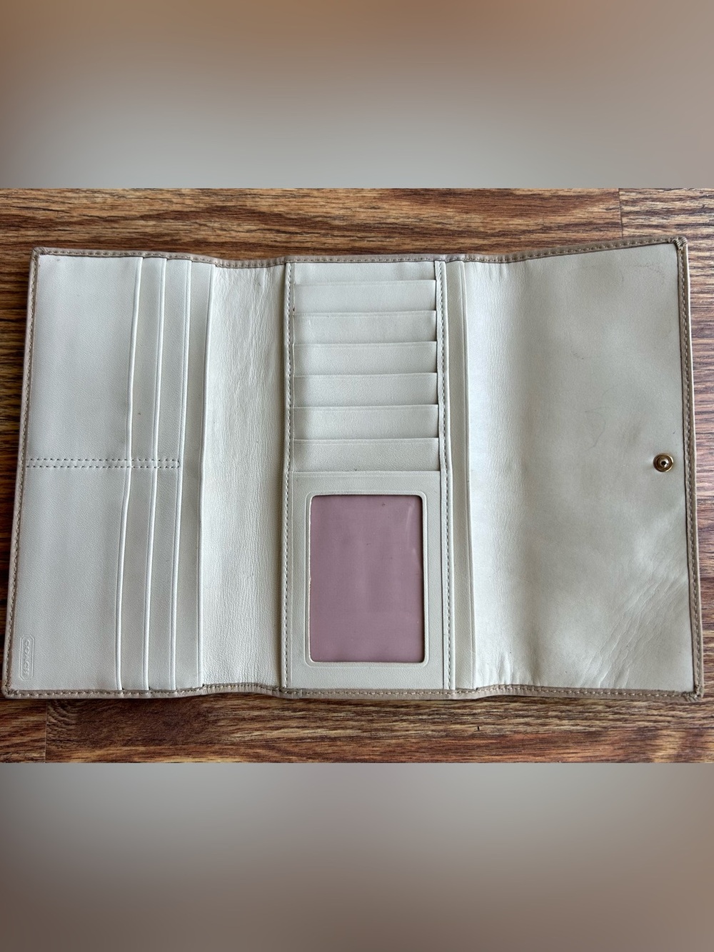 Coach Gold and Tan Signature Jacquard Wallet Clutch - Picture 3 of 3
